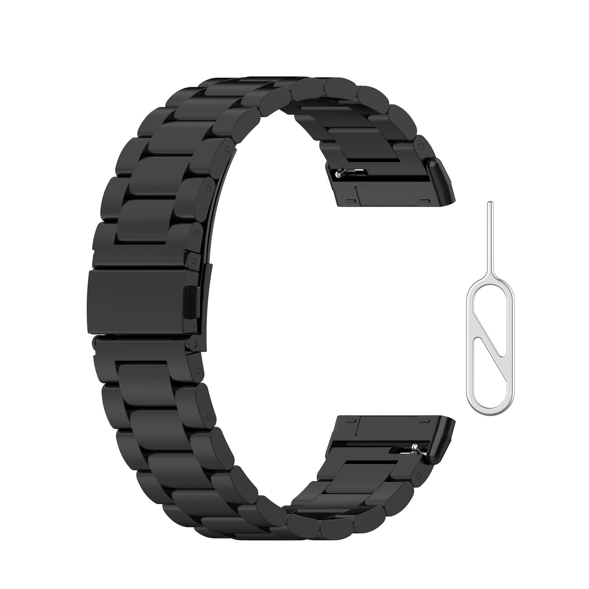 Fitbit Versa 3 / Sense Beads Steel Link Strap - Black