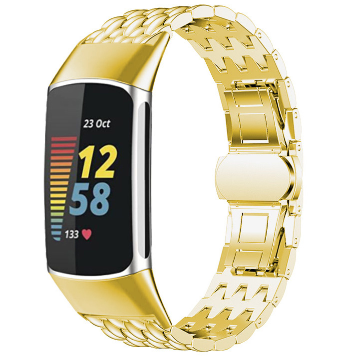 Fitbit Charge 5 Dragon Steel Link Strap - Gold