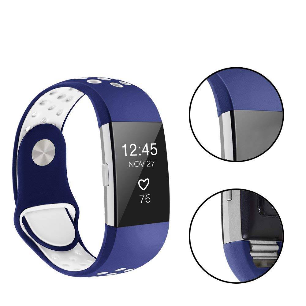 Fitbit Charge 2 Double Sport Strap - Dark Blue White