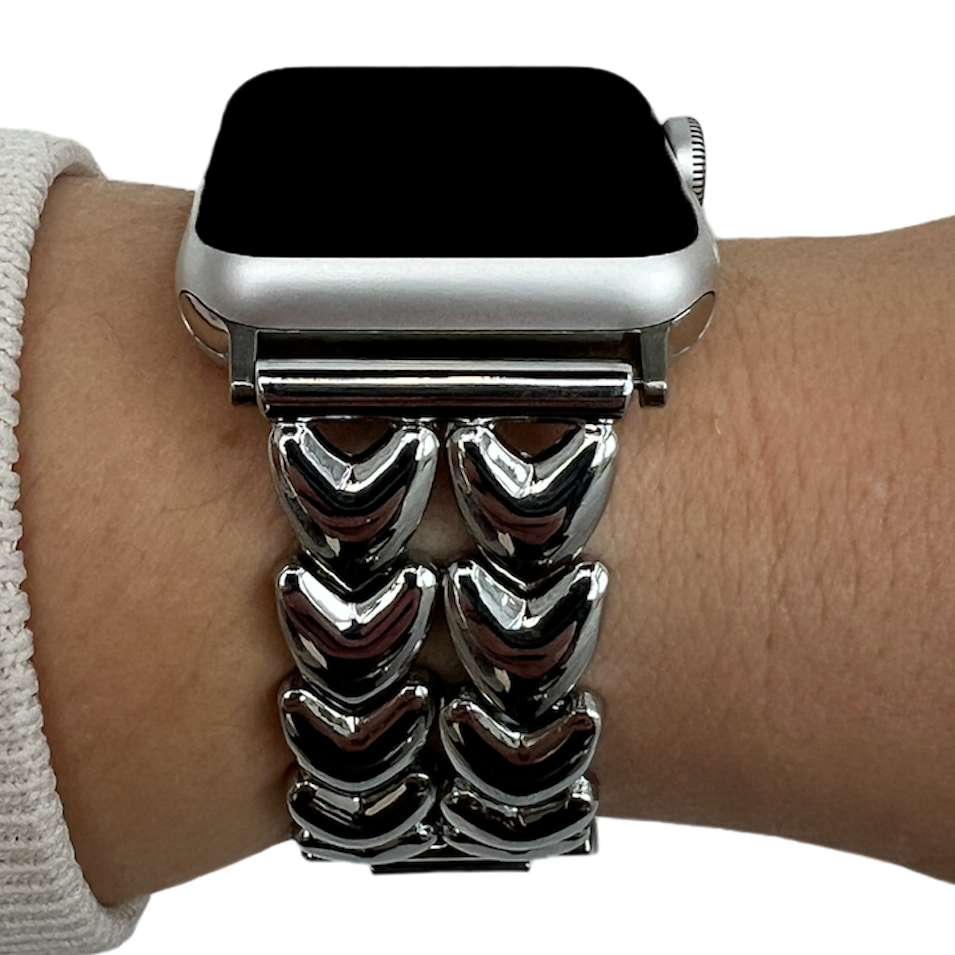 Apple Watch Heart Steel Link Strap - Silver