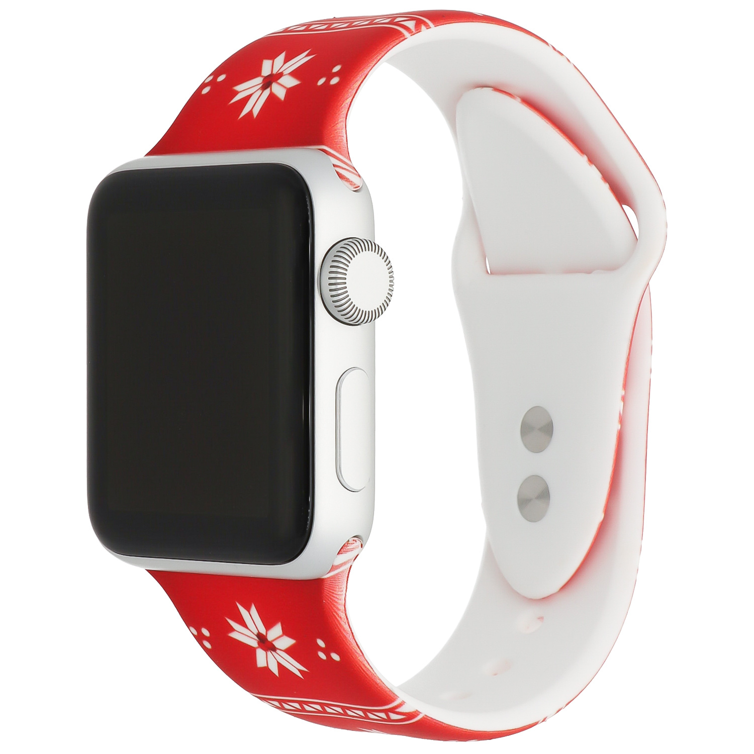 Apple Watch Print Sport Strap - Christmas Poinsettia Red