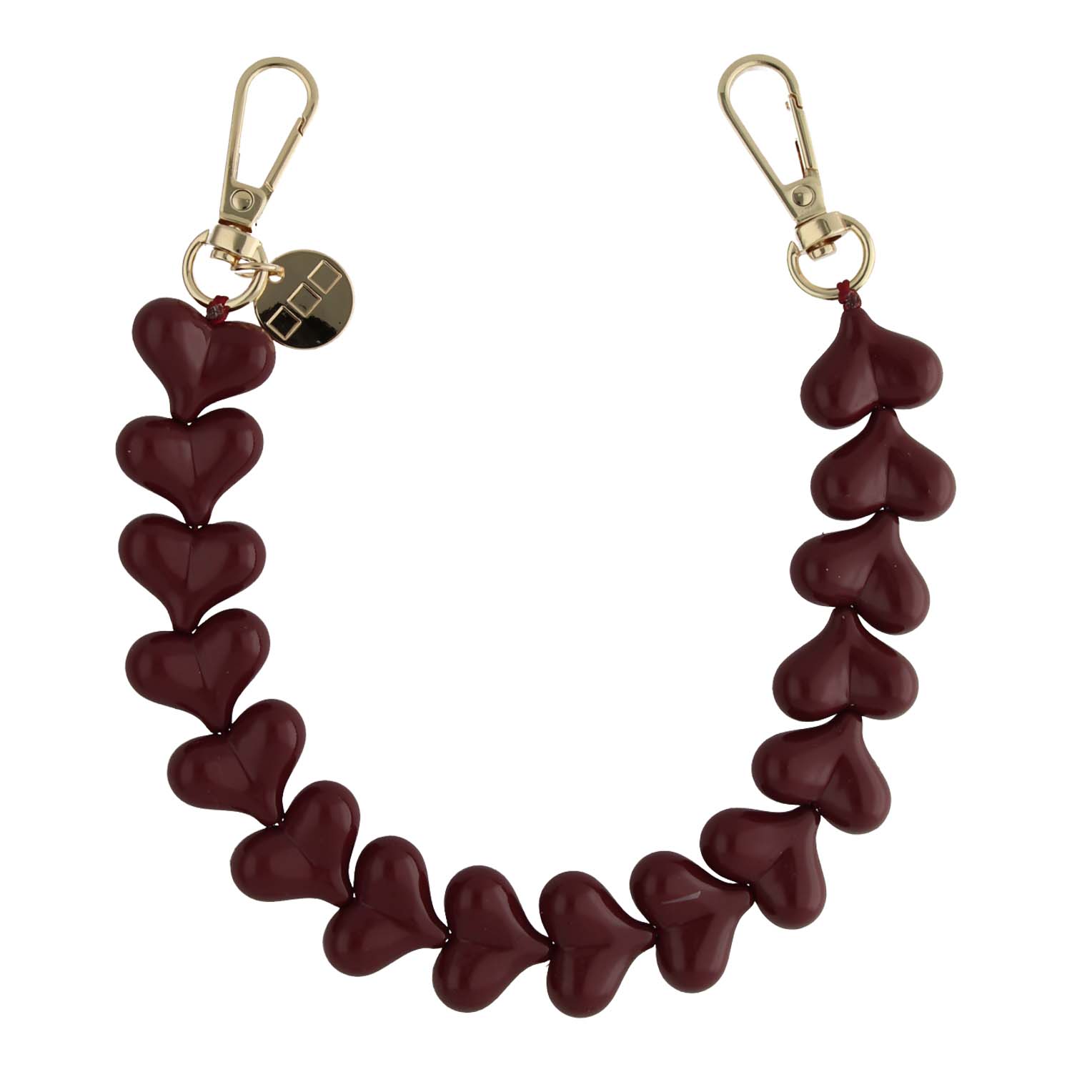 Phone lanyard Heart - burgundy - gold