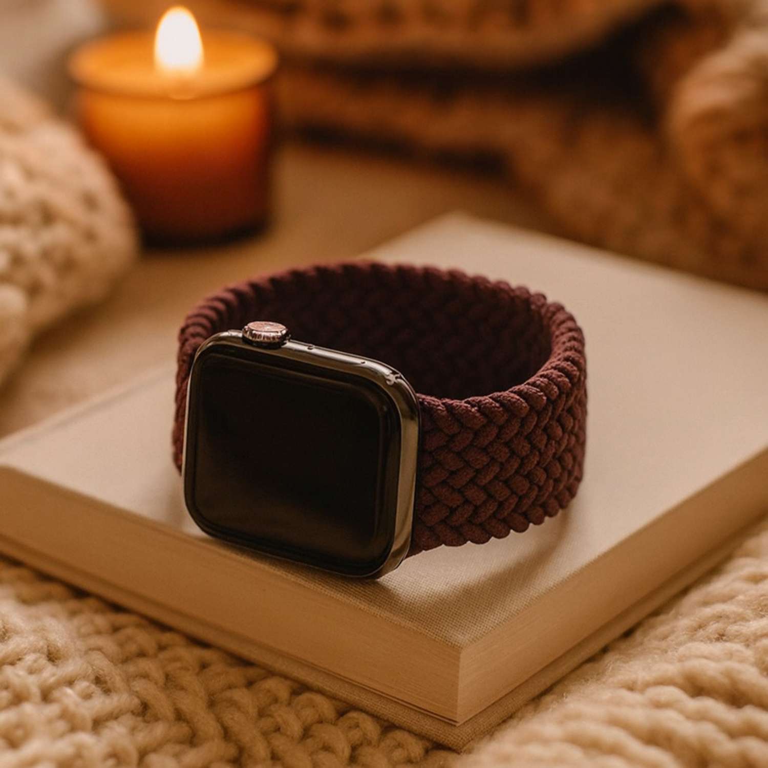 Apple Watch Nylon Braided Solo Loop Strap - Cherry
