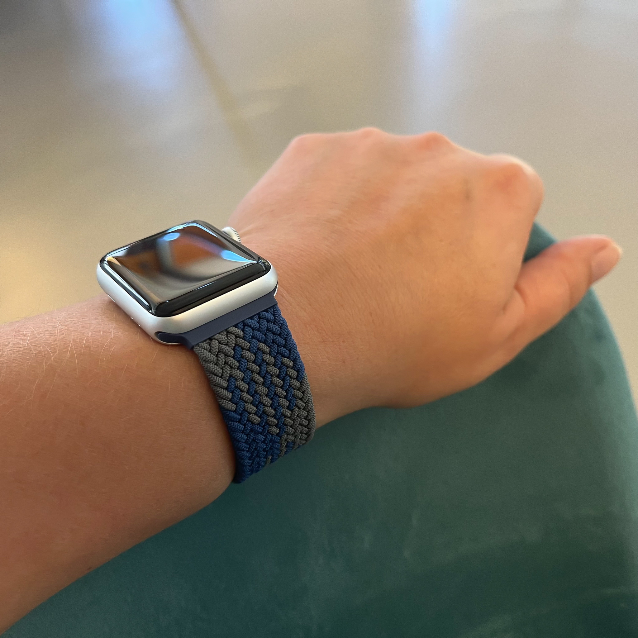 Apple Watch Nylon Braided Solo Loop Strap - Blue Green