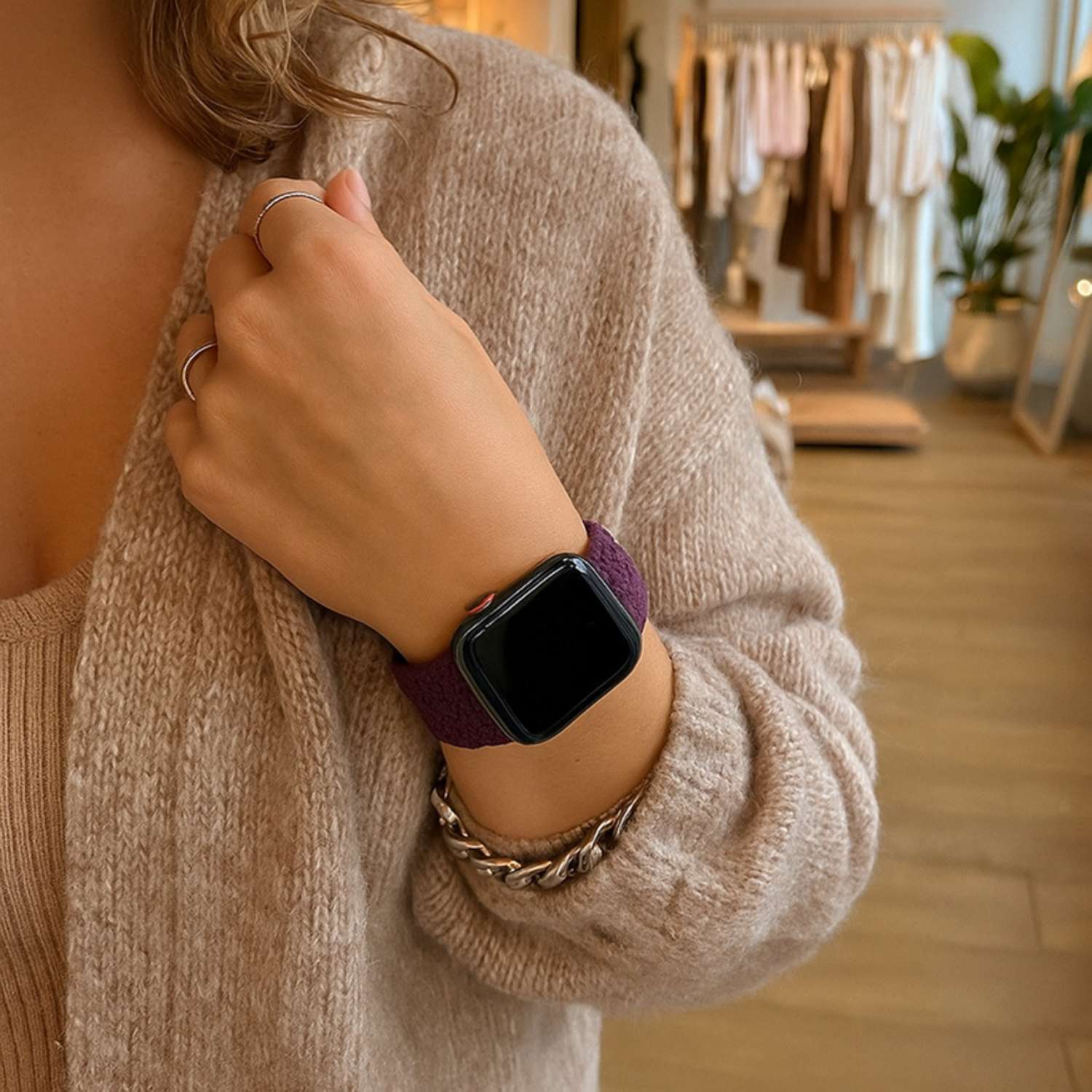 Apple Watch Nylon Braided Solo Loop Strap - Cherry