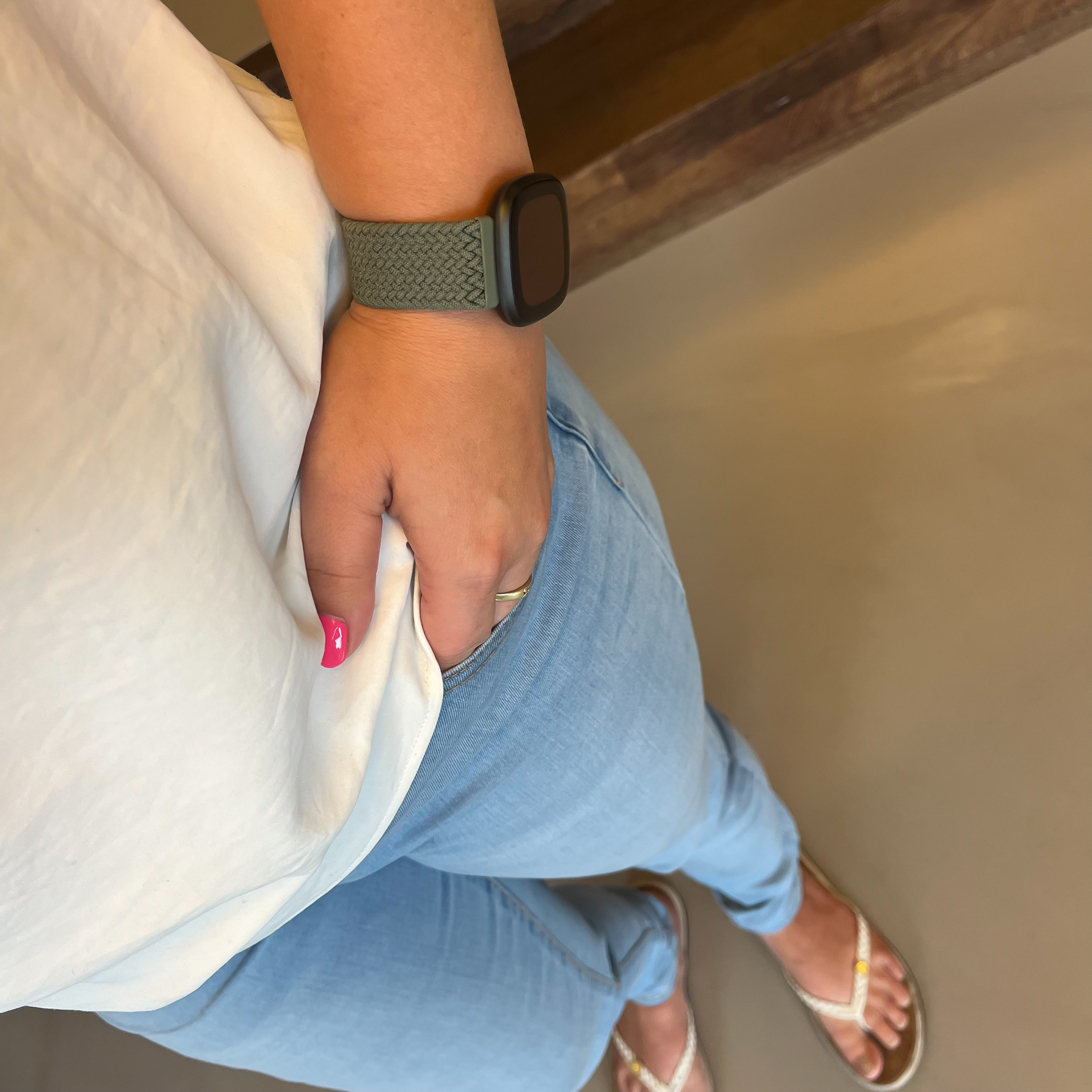 Fitbit Versa 3 / Sense Nylon Braided Solo Strap - Inverness Green