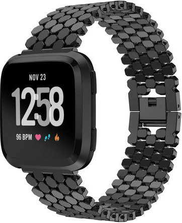 Fitbit Versa Fish Steel Link Strap - Black