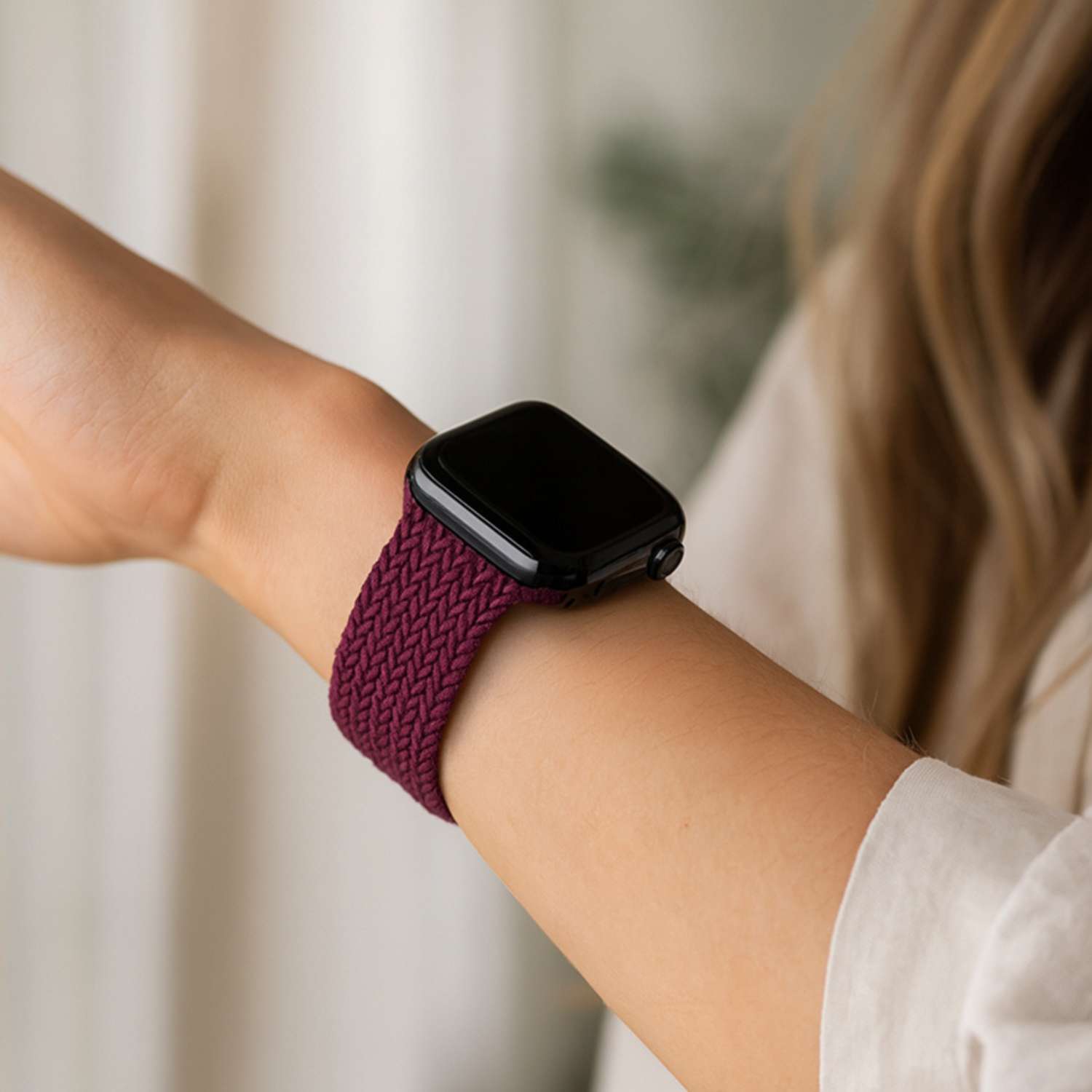 Apple Watch Nylon Braided Solo Loop Strap - Cherry