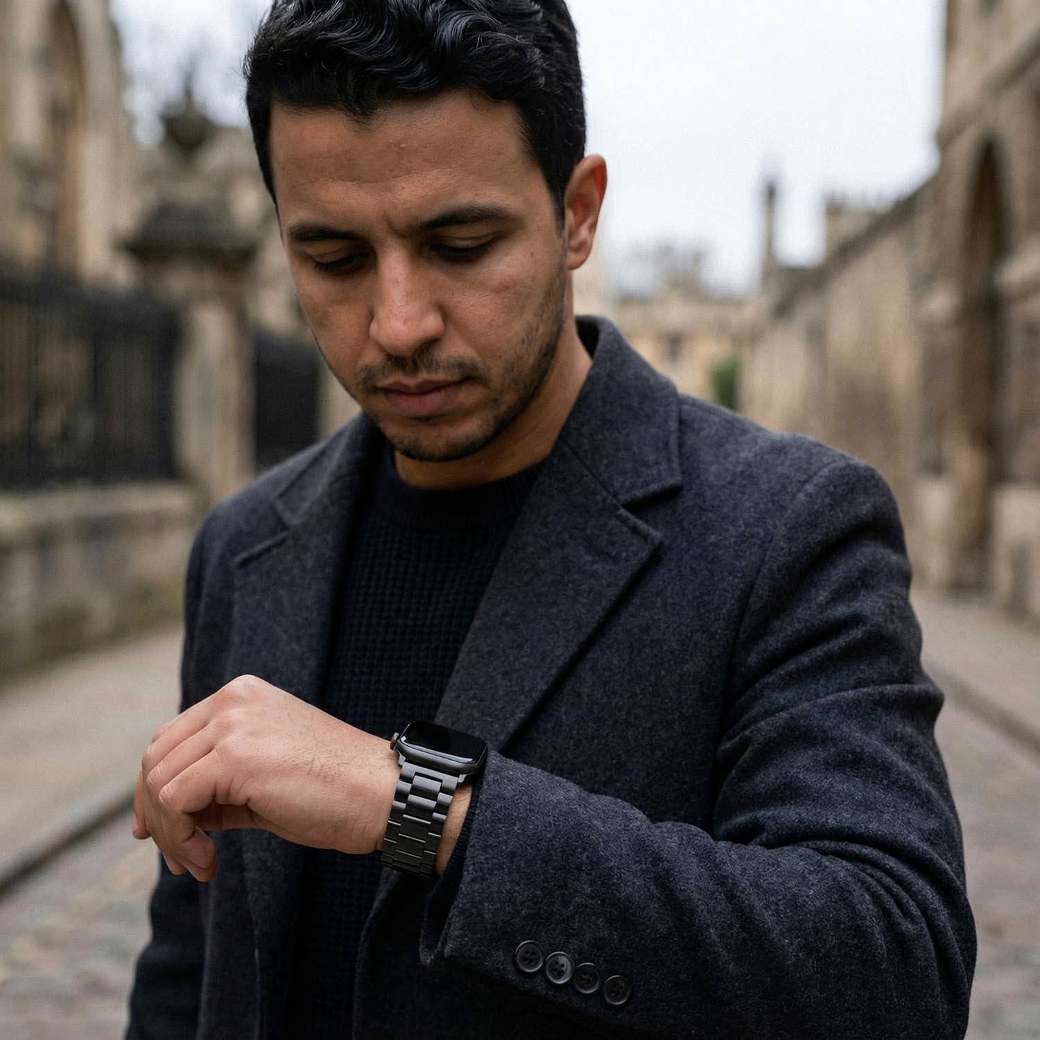 Apple Watch Beads Steel Link Strap - Black