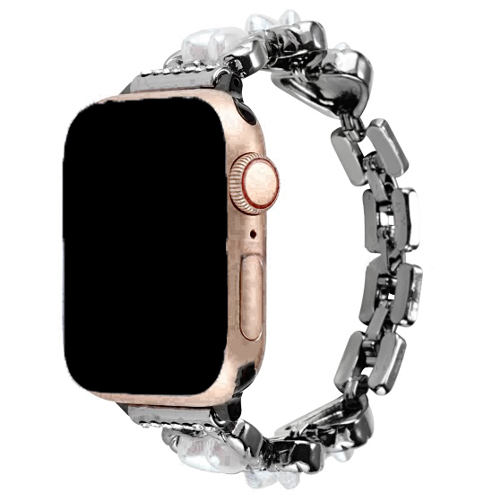 Apple Watch Heart Steel Link Strap - Demi Black