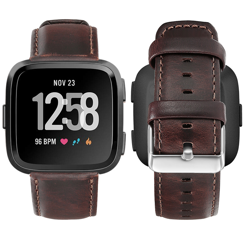 Fitbit Versa Genuine Leather Strap - Dark Brown
