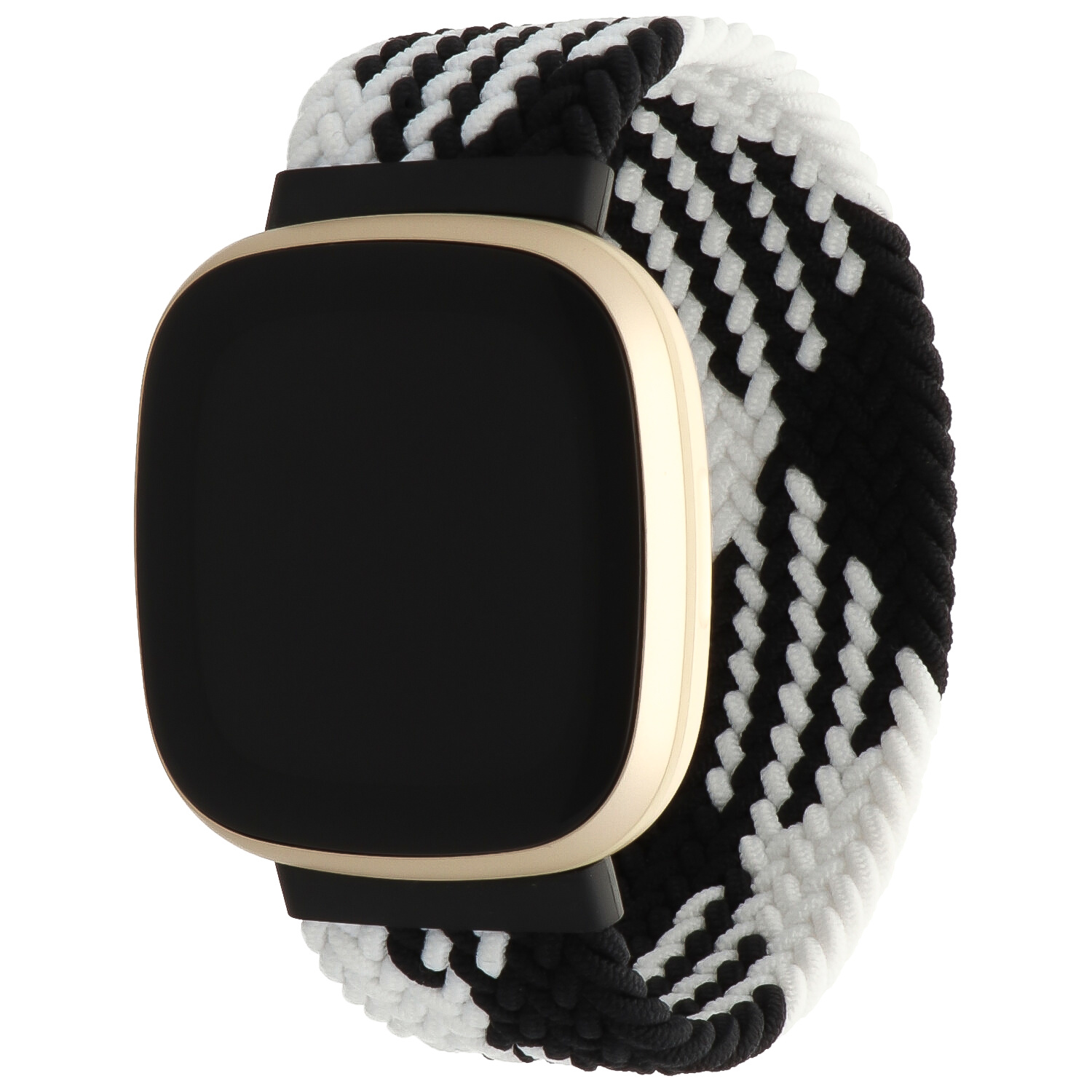 Fitbit Versa 3 / Sense Nylon Braided Solo Strap - White Black