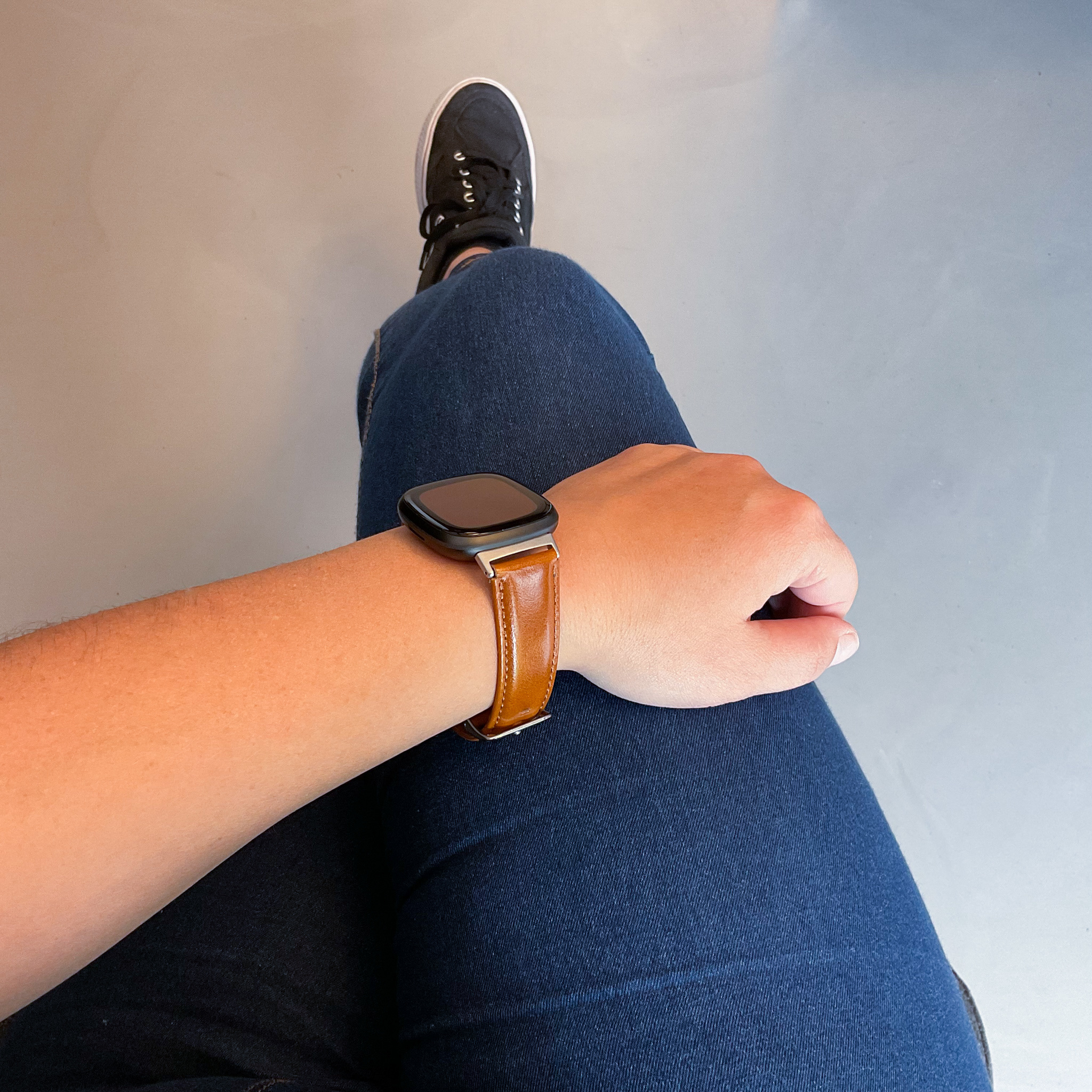 Fitbit Versa 3 / Sense Genuine Leather Strap - Light Brown
