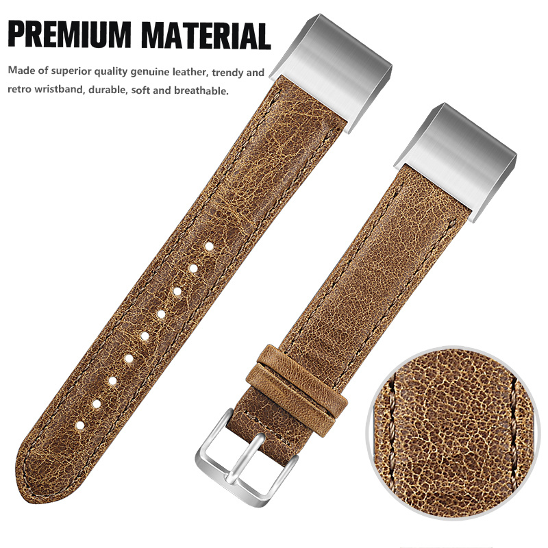 Fitbit Charge 2 Genuine Leather Strap - Light Brown