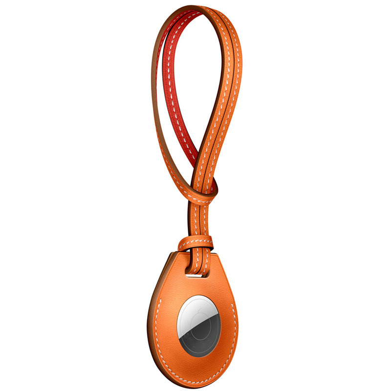 Airtag Leather Loop Key Ring - Orange