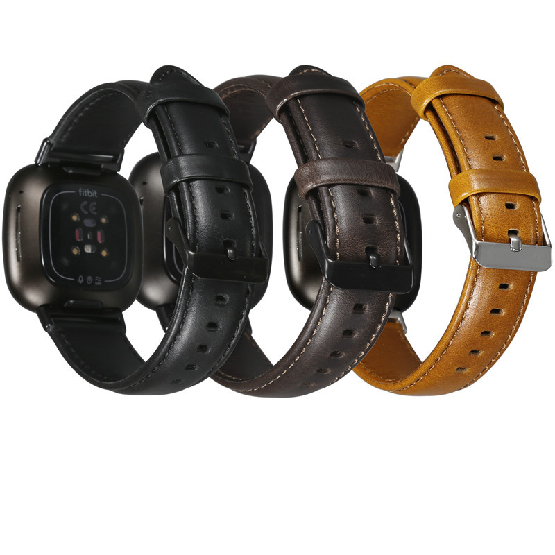 Fitbit Versa 3 / Sense Genuine Leather Strap - Light Brown