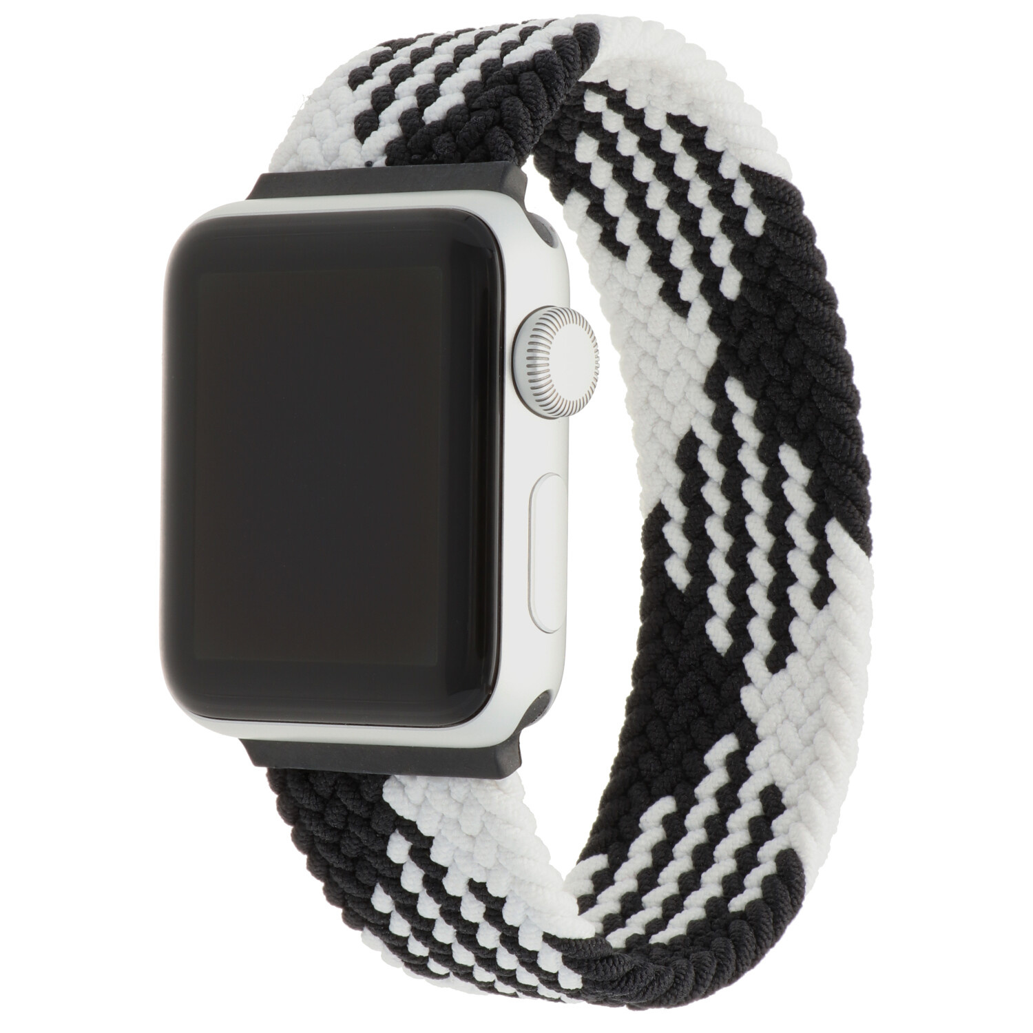 Apple Watch Nylon Braided Solo Loop Strap - White Black