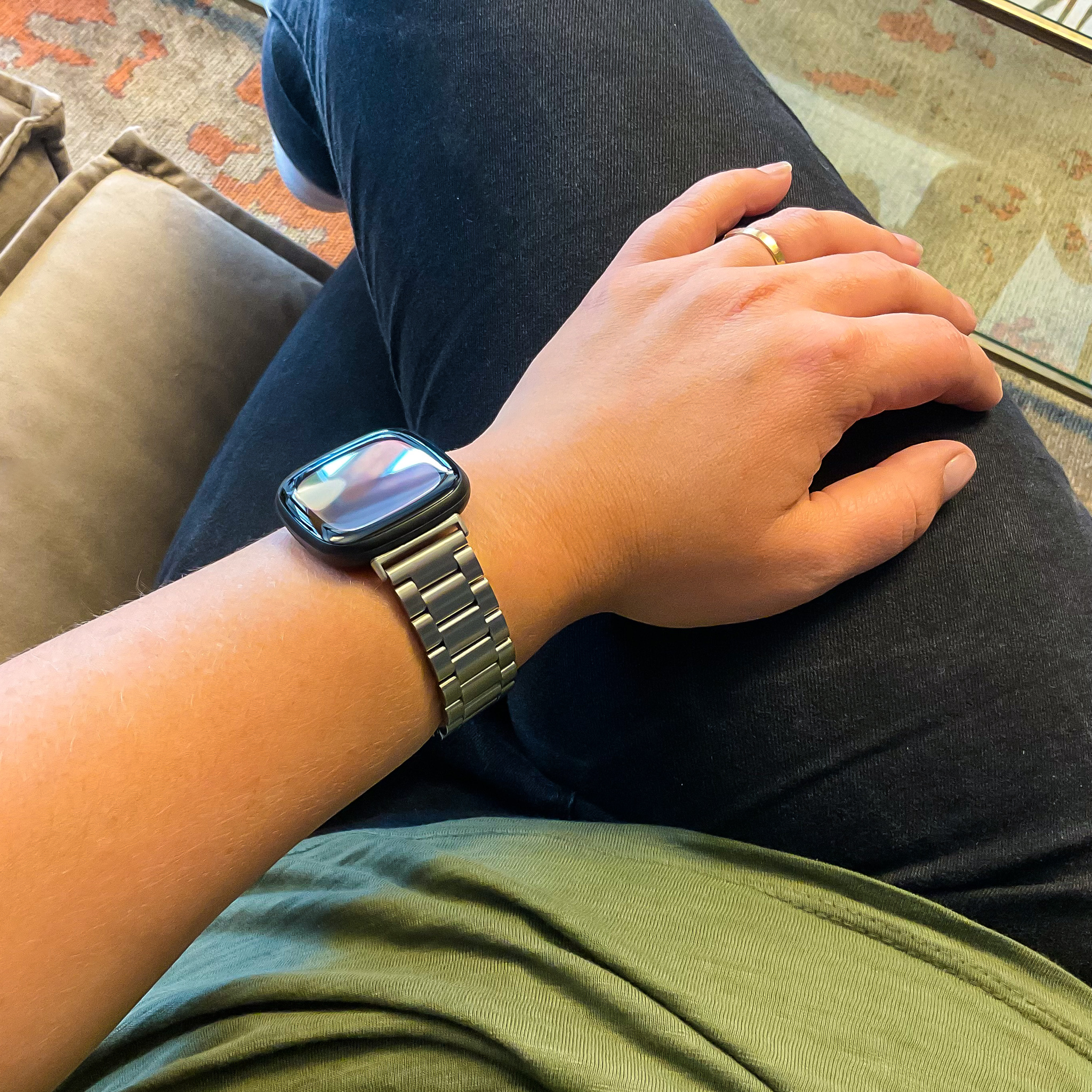 Fitbit Versa 3 / Sense Beads Steel Link Strap - Silver