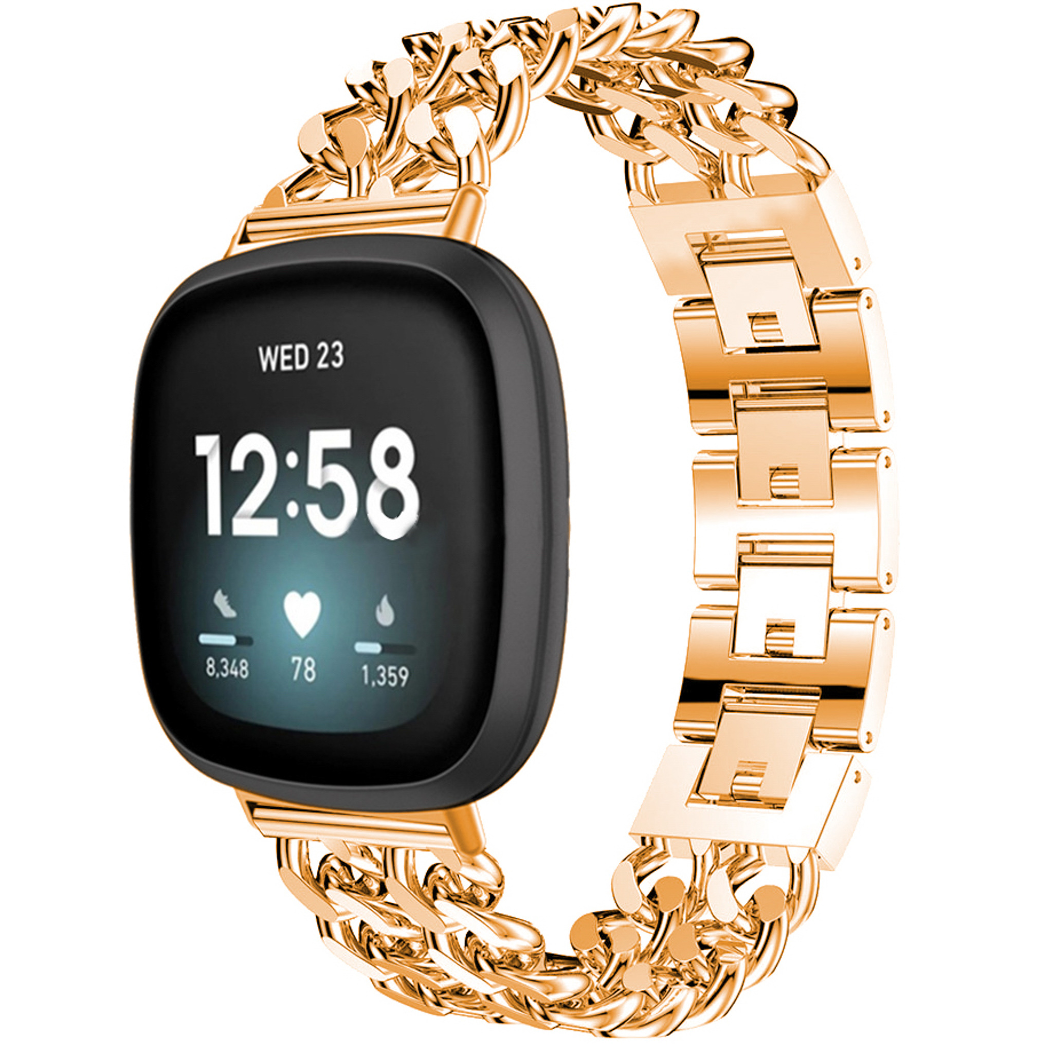 Fitbit Versa 3 / Sense Cowboy Steel Link Strap - Rose Gold