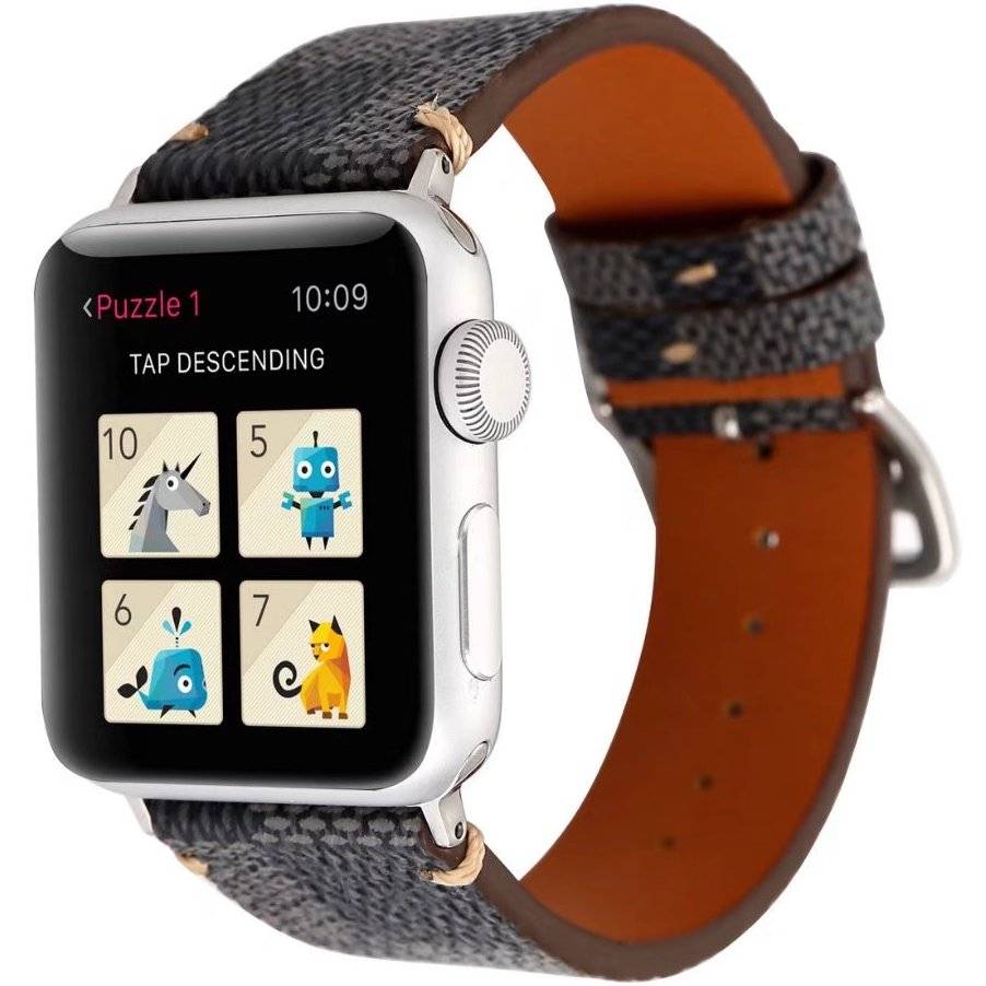 Apple Watch Leather Grid Strap - Black