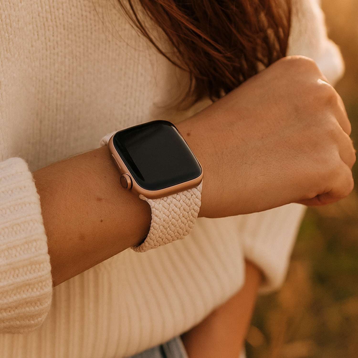 Apple Watch Nylon Braided Solo Loop Strap - Starlight