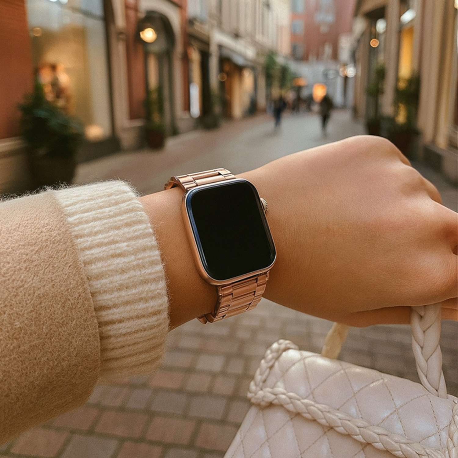Apple Watch Beads Steel Link Strap - Rose Gold