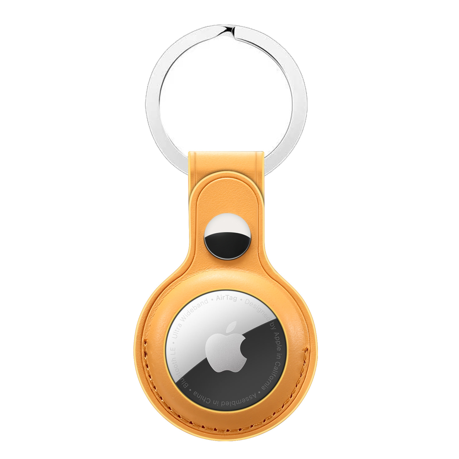 Airtag Leather Key Ring - Yellow