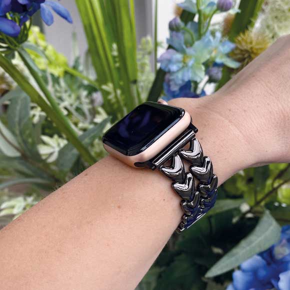 Apple Watch Heart Steel Link Strap - Black