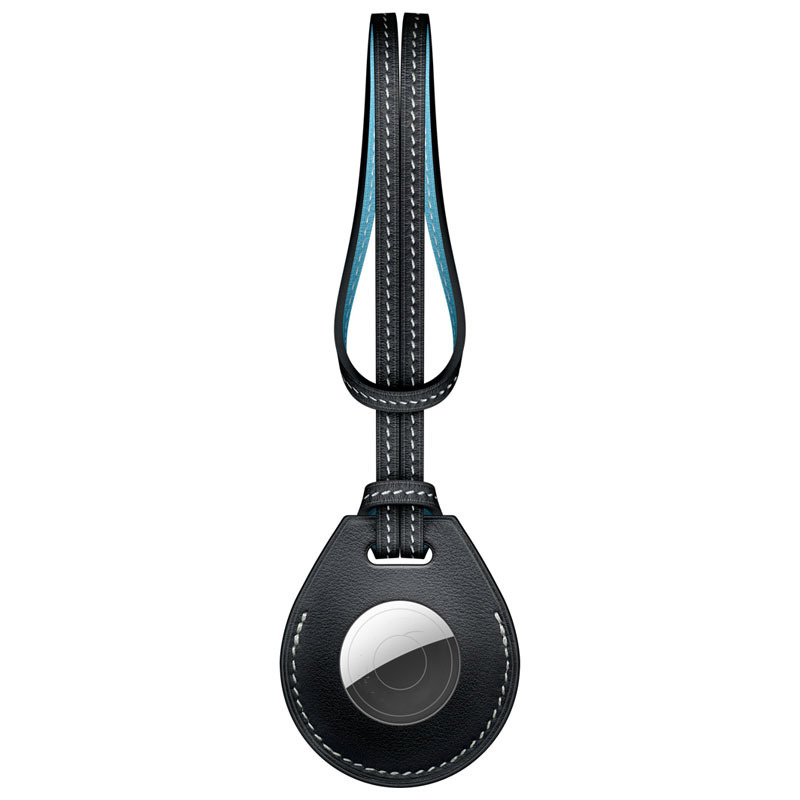 Airtag Leather Loop Key Ring - Black
