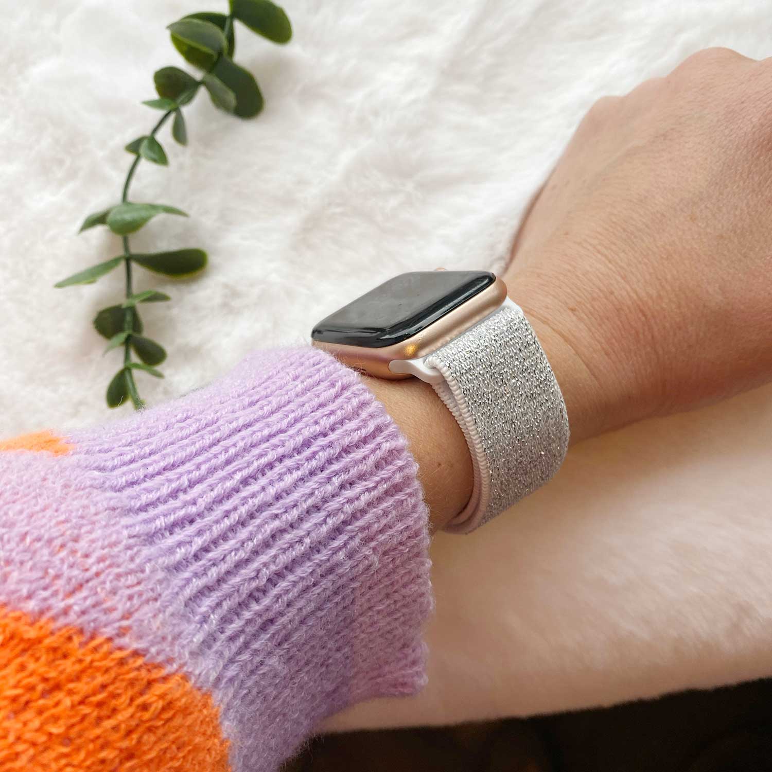 Apple Watch Nylon Woven Solo Strap - Glitter White