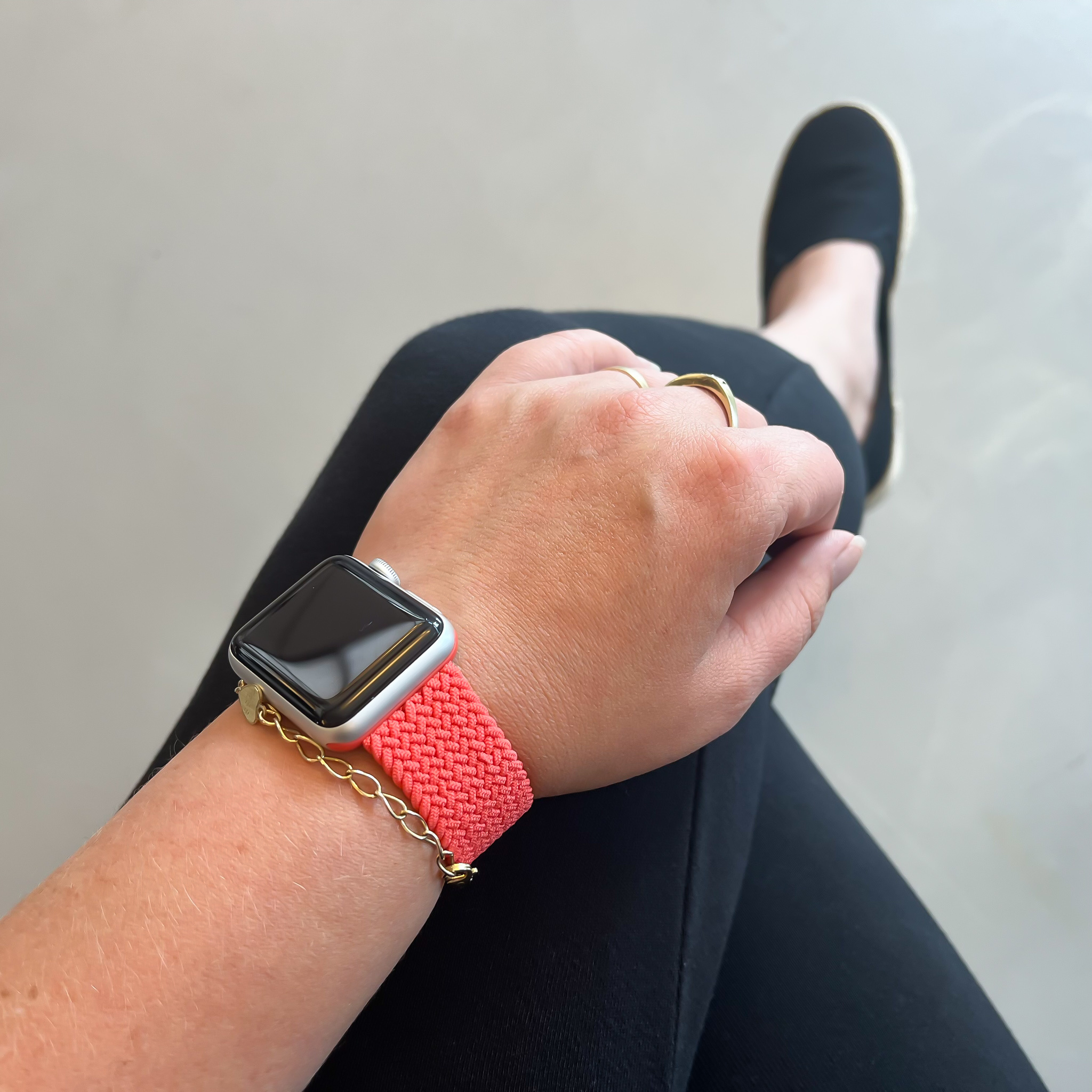 Apple Watch Nylon Braided Solo Loop Strap - Electric Orange