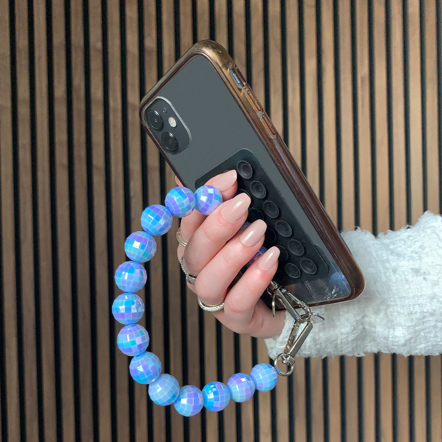 Phone cord disco - blue - silver