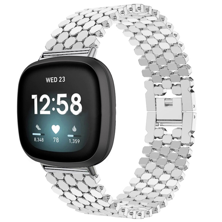 Fitbit Versa 3 / Sense Vis Steel Link Strap - Silver