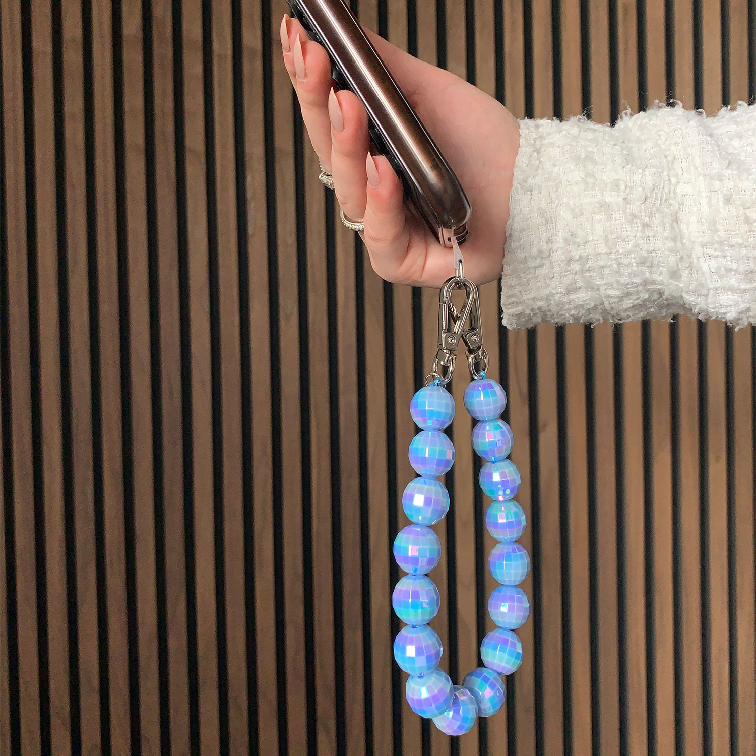 Phone cord disco - blue - silver