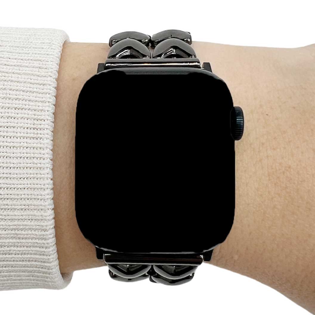 Apple Watch Heart Steel Link Strap - Black