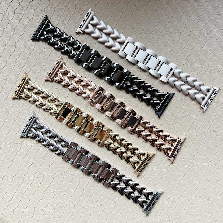 Apple Watch Heart Steel Link Strap - Black