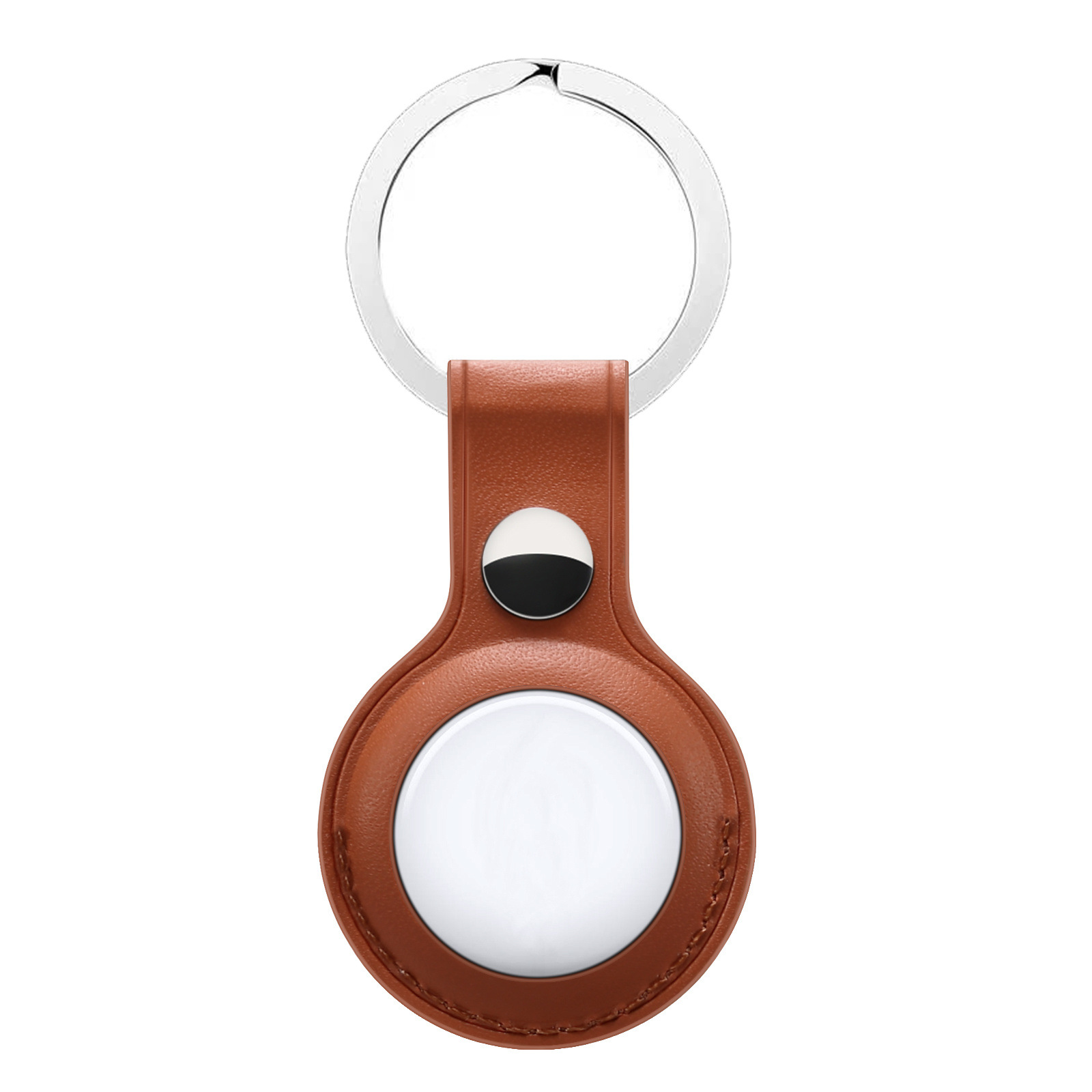 Airtag Leather Key Ring - Brown