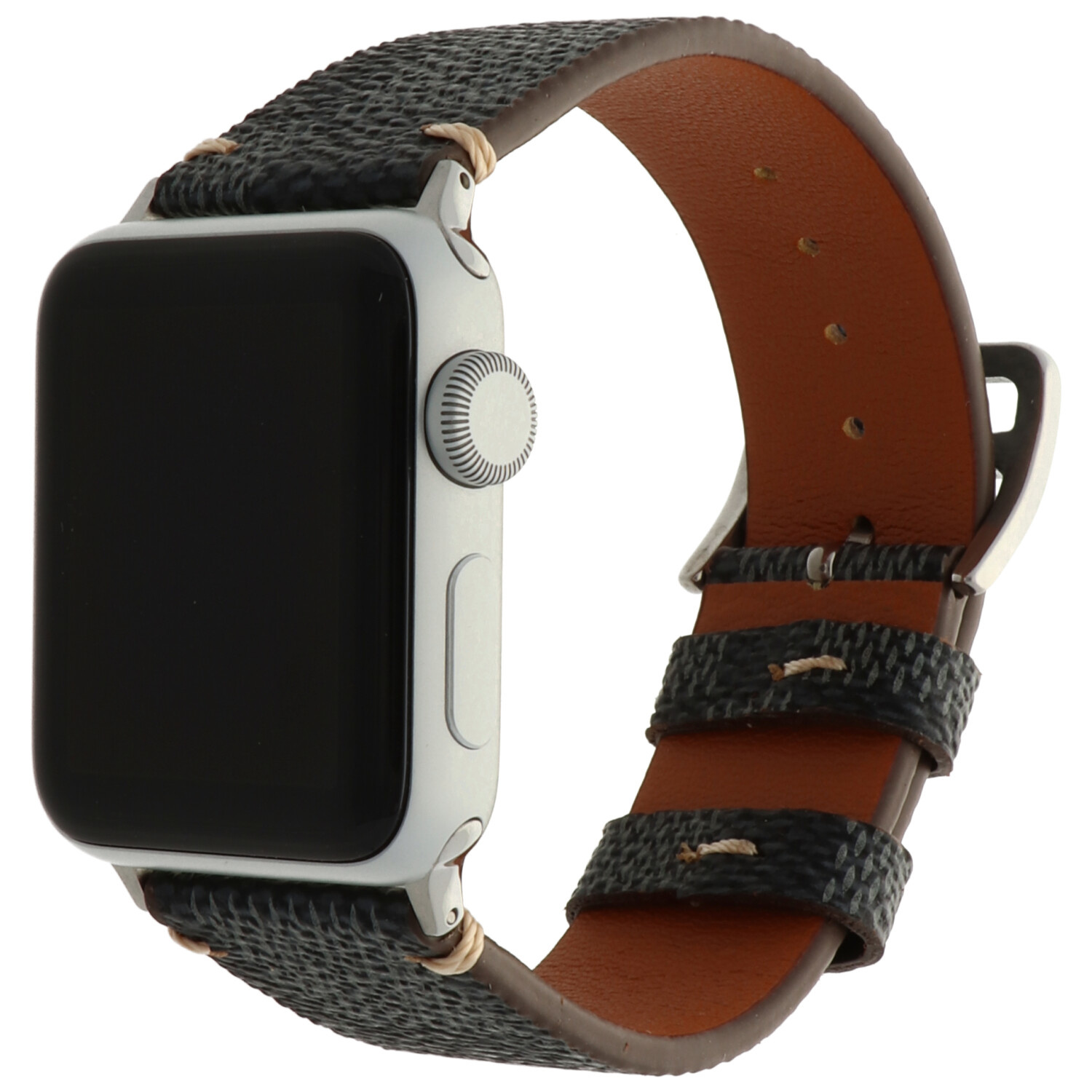 Apple Watch Leather Grid Strap - Black