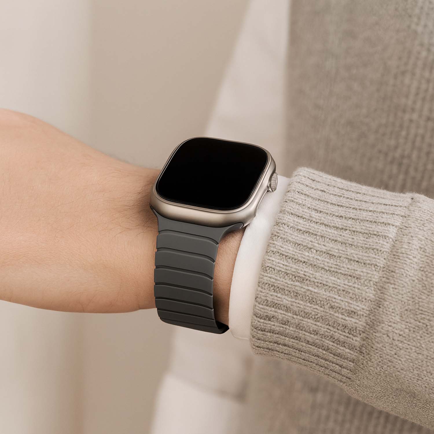 Apple Watch strap Vetra - silicone - grey black