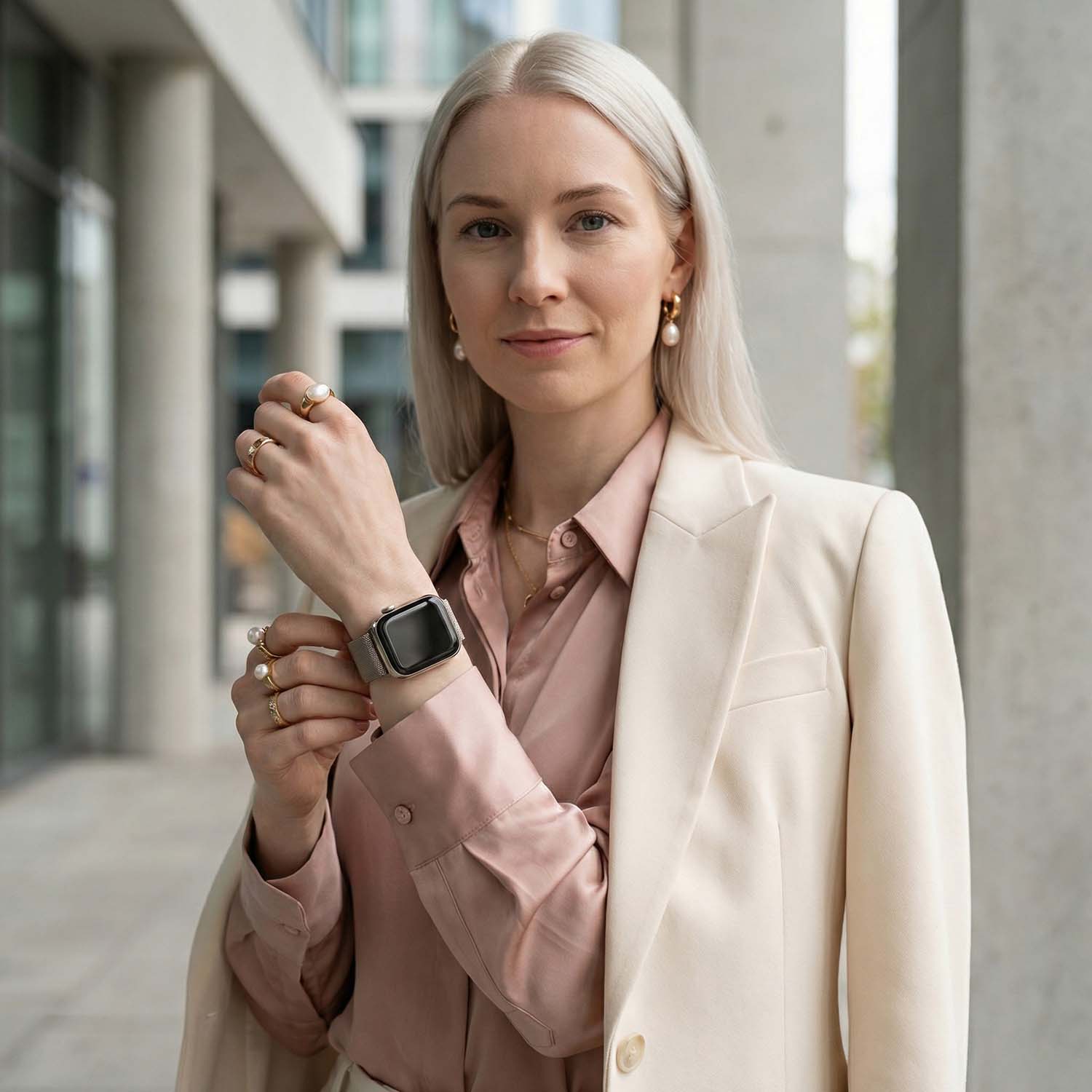 Apple Watch strap Fiore - milanese - natural