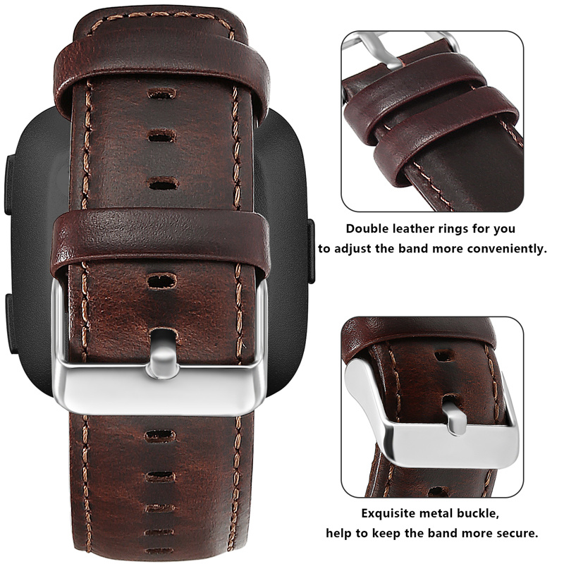 Fitbit Versa Genuine Leather Strap - Dark Brown