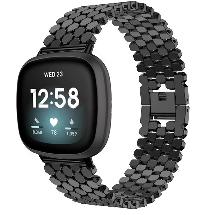 Fitbit Versa 3 / Sense Vis Steel Link Strap - Black