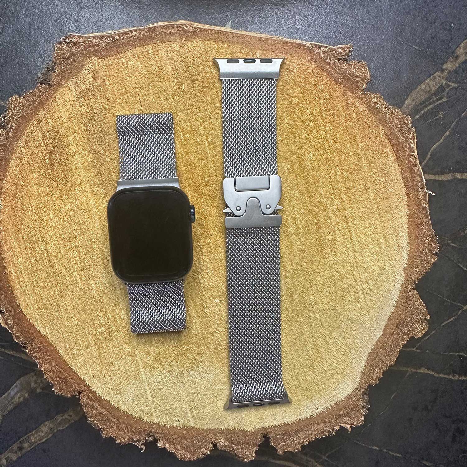 Apple Watch Milanese Buckle Loop Band - Silver Titanium