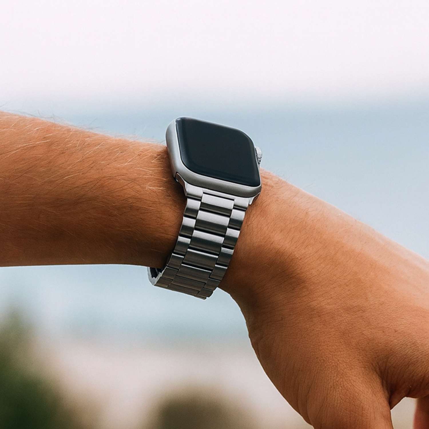 Apple Watch Beads Steel Link Strap - Silver