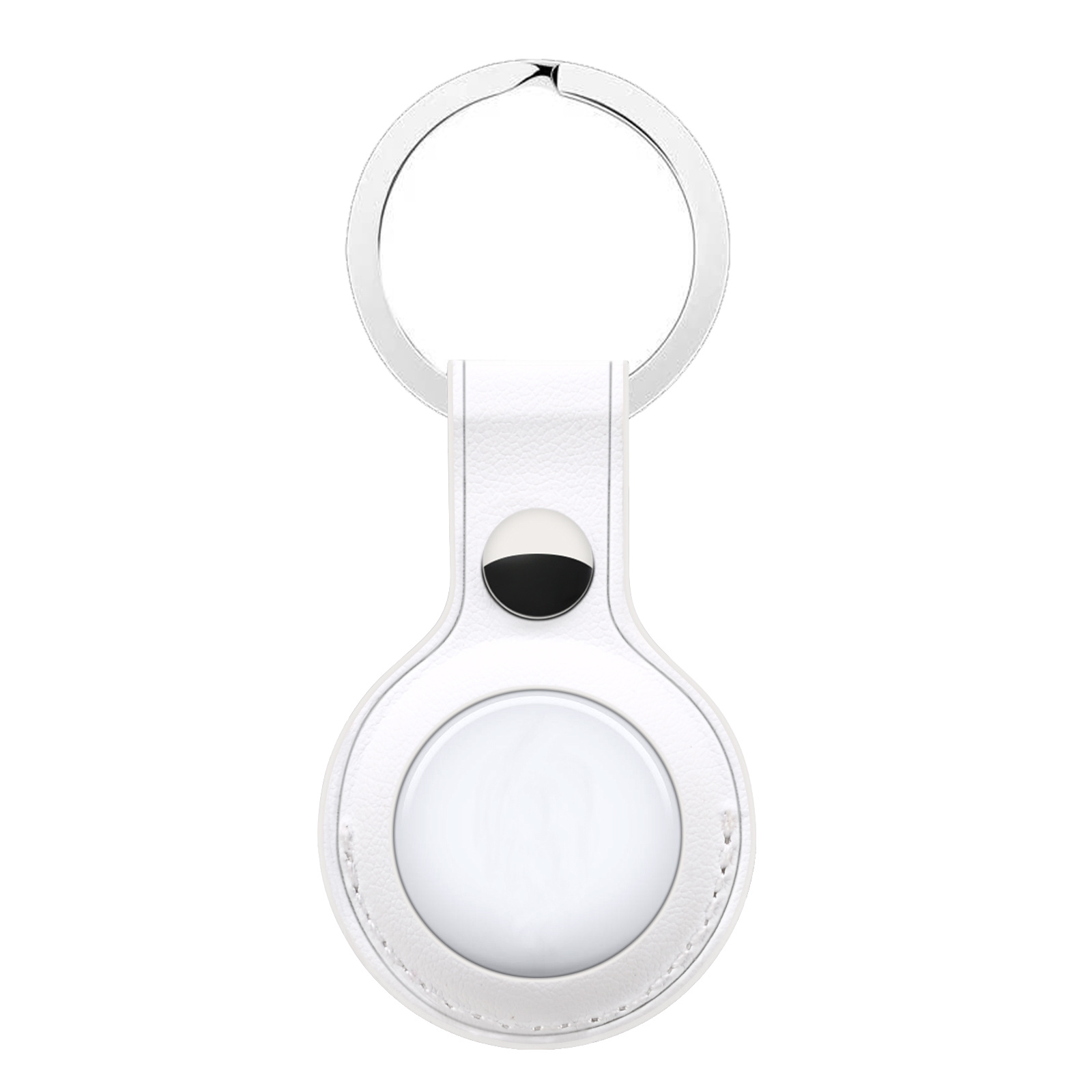 Airtag Leather Key Ring - White