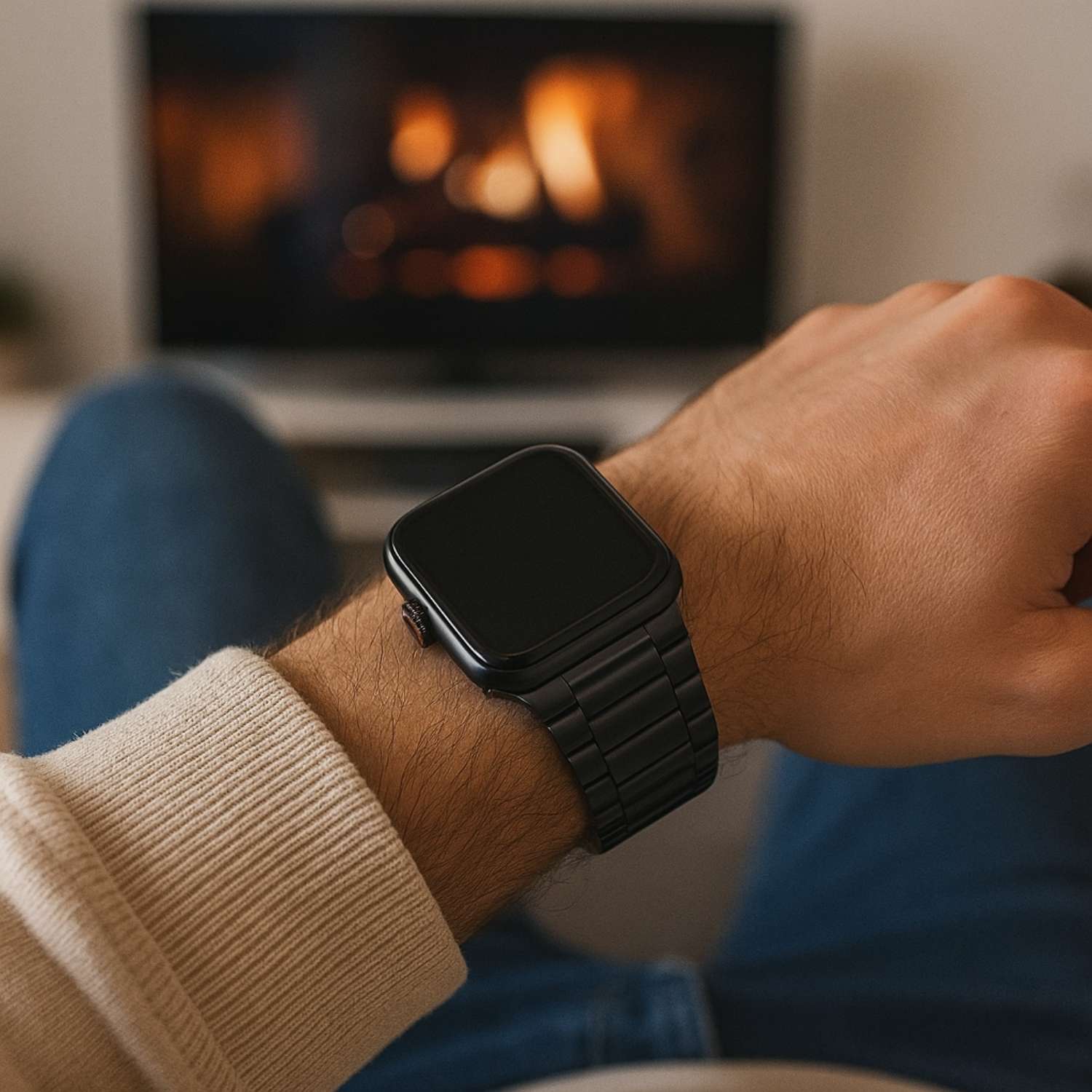 Apple Watch Beads Steel Link Strap - Black