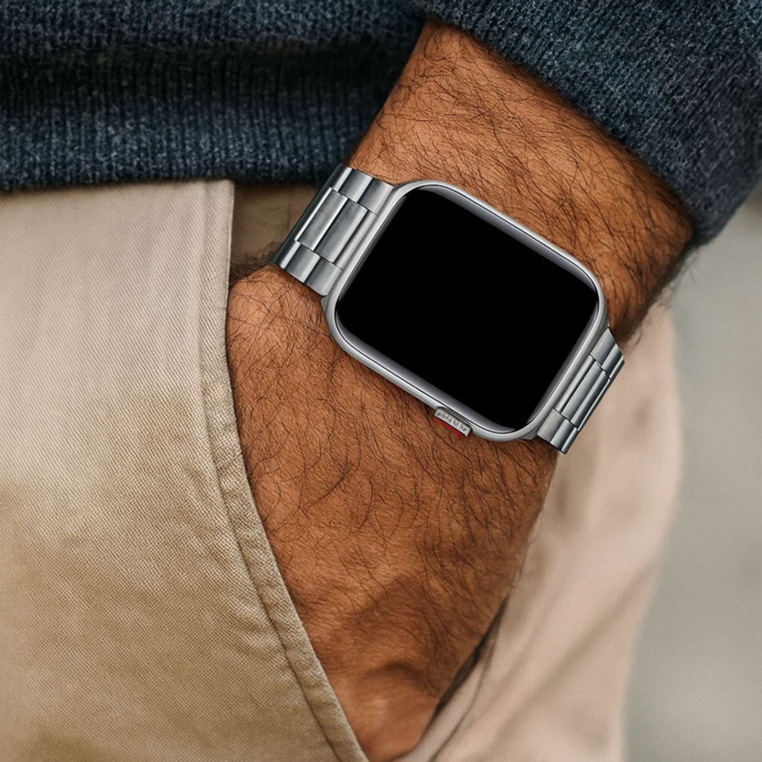 Apple Watch Beads Steel Link Strap - Silver