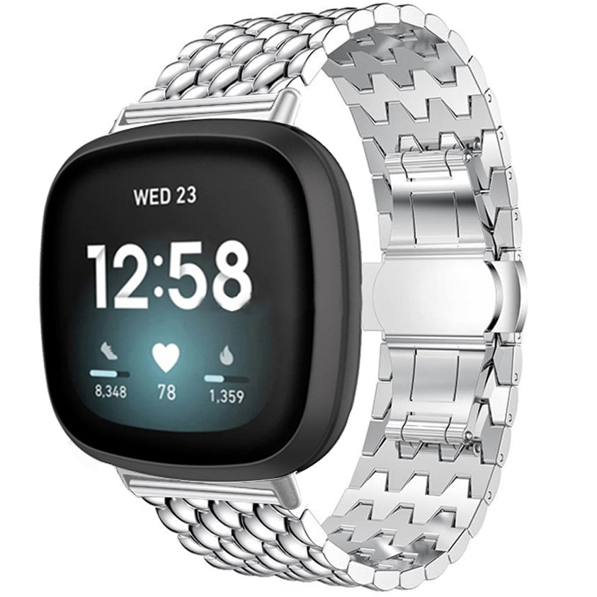 Fitbit Versa 3 / Sense Dragon Steel Link Strap - Silver