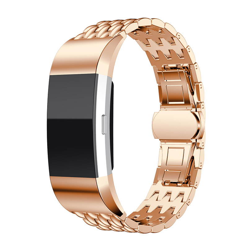 Fitbit Charge 3 &Amp; 4 Dragon Steel Link Strap - Rose Gold