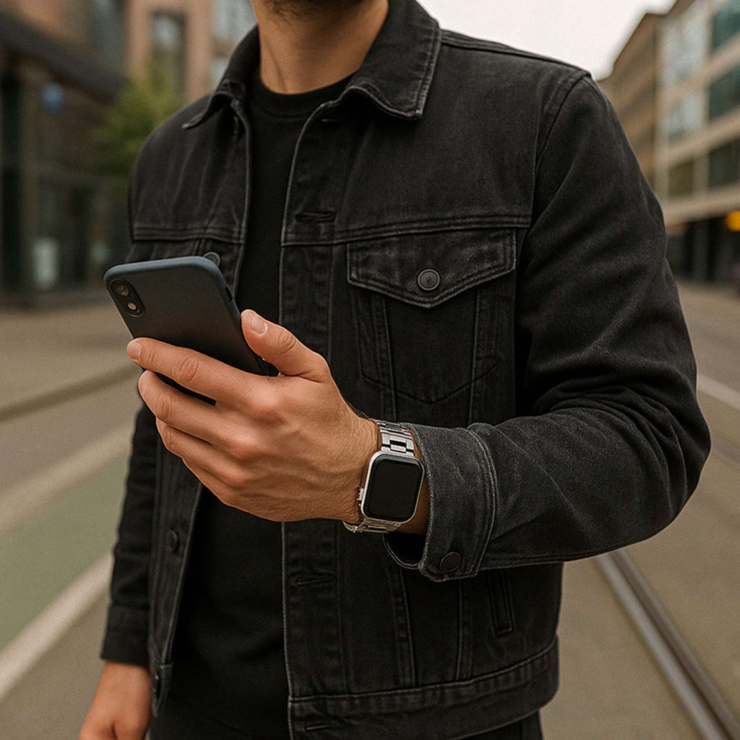 Apple Watch Beads Steel Link Strap - Silver